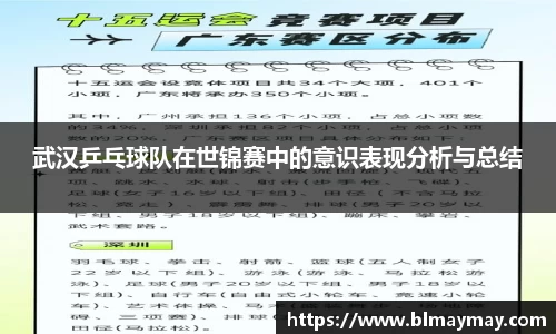 武汉乒乓球队在世锦赛中的意识表现分析与总结